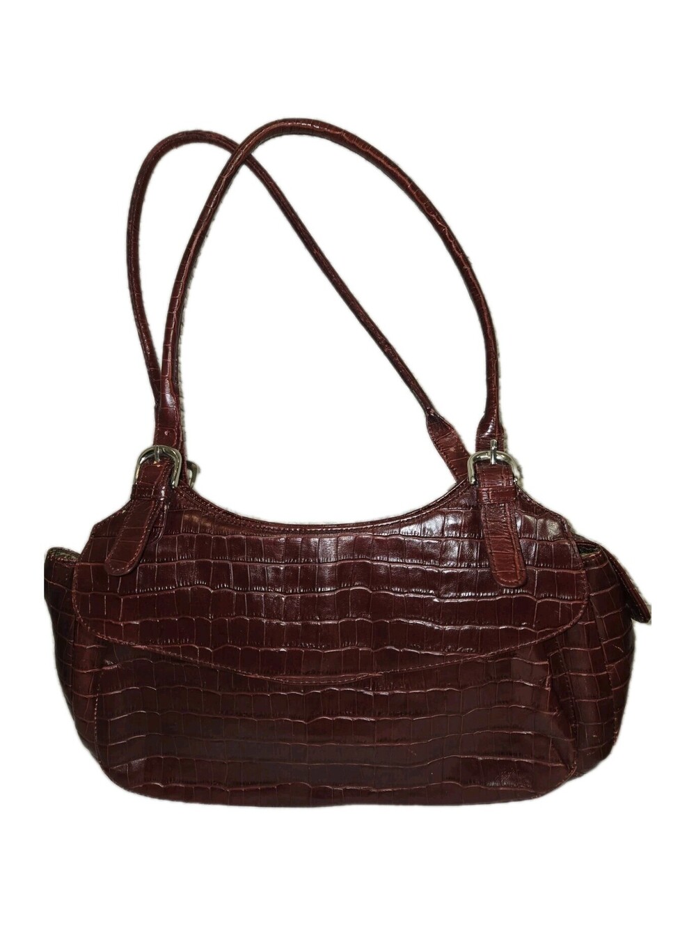 MAXX NEW YORK - Burgundy - Croc Embossed - Leather Handbag Purse Classic